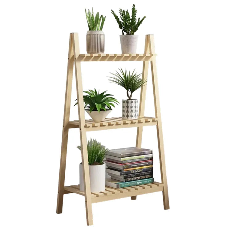 Wooden Plant Stand 3 Tier Flower Pot Shelf Rack Solid Wood (Clear)