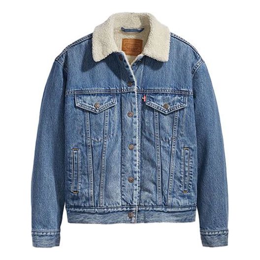 Lamb Wool Denim Jacket Blue